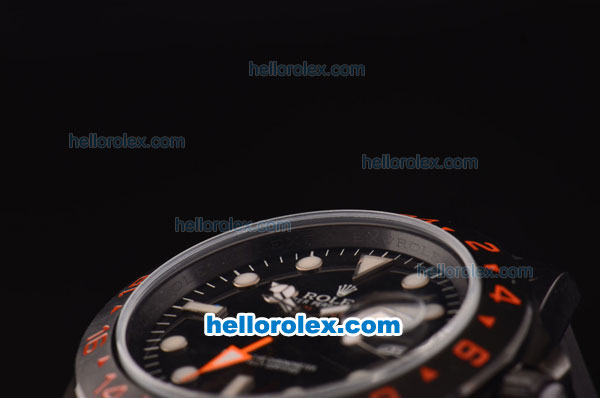Rolex Explorer II Asia 2813 Automatic PVD Case Black Dial and Black Rubber Strap - ETA Coating - Click Image to Close